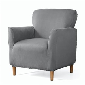 lot 30936 image: LiveGo Banquet Armchair Slipcovers Luxury Velvet Chair Slipcover with Arms Stretch Chair Covers for Living Room Soft Armchair Slipcover Nonslip Dog Pet Friendly Furniture Protector (Dark Gray)