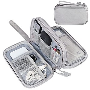 lot 30944 image: FYY Travel Electronic Cable Organizer Bag, Pouch Electronic Accessories Carry Case Portable Waterproof Double Layers Storage Bag for Cable, Cord, Charger, Phone, Earphone, Medium Size, Grey