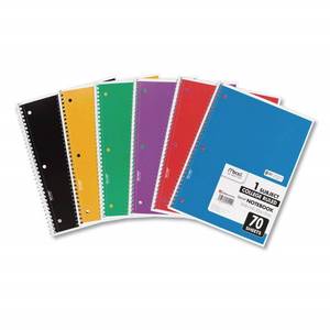 lot 30945 image: Mead Spiral Notebooks, 6 Pack, 1 Subject, College Ruled Paper, 7-12 x 10-12, 70 Sheets per Notebook, Color Will Vary (73065)