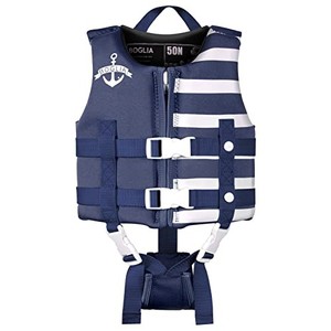 lot 30947 image: Toddler Swim Vest Floaties for Kids with Adjustable Safety Strap for Learn to Swim Children, Stripes Deep Blue S Age 1-3