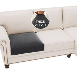 lot 30955 image: H.VERSAILTEX Velvet Couch Cushion Covers Stretch Chair Covers for Living Room Armchair Sectional Couch Covers Comfortable and Durable Fabric(1 Seater Cushion, Grey)