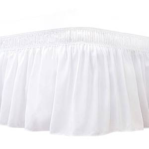 lot 30960 image: Biscaynebay Wrap Around Bed Skirts for King & Cal King Beds 11 Short Drop, White Adjustable Elastic Dust Ruffles Easy Fit Wrinkle Resistant Silky Luxurious Fabric Machine Washable
