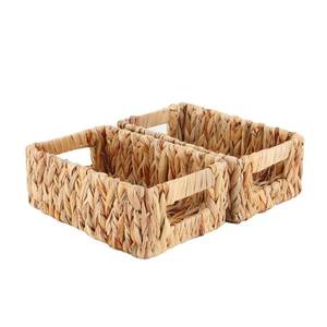 lot 30964 image: YAHUAN Woven Water Hyacinth Baskets for Organizing, Rectangular Wicker Baskets with Built-in Handles, Small Storage Baskets for Shelves, Kitchen, Make-Up,Toilet Tank Paper(Water Hyacinth 1 each)
