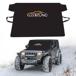 lot 30973 image: Cosyzone Windshield Cover for Ice and Snow, Premium 600D Oxford Fabric Frost Cover with Ultra-Strong Magnets, XL Size Windshield Protection for Trucks Vans and SUVs, Includes Storage Bag (Cool-Black)