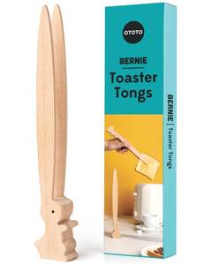 lot 30978 image: OTOTO Bernie Bunny Toaster Tongs - Rabbit Toast Tongs, Wooden Tongs for Toaster, Wooden Toaster Tongs - Multipurpose Mini Tongs for Appetizers, Wood Utensils & Cute Kitchen Gadgets