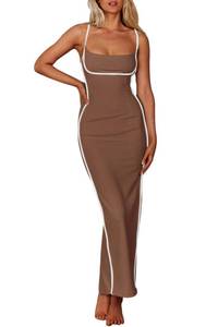 lot 30986 image: PRETTYGARDEN Womens Sleeveless Bodycon Dress Summer Sexy Backless Slip Long Dresses Clubwear (Khaki,Large)