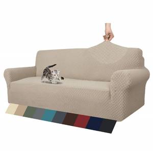 lot 30993 image: ZNSAYOTX 1 Piece Jacquard Couch Covers for 3 Cushion Couch Living Room High Stretch Sofa Cover Pets Dogs Friendly Anti Slip Thickened Slipcovers Furniture Protector (Sofa, Khaki)