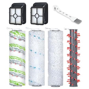 lot 30997 image: Crosswave Brush Roll and Filter for Bissell Crosswave Replacement Parts 2554 2554A 2590 2593 2596 and HydroSteam 35151 3515 35152 3513 3518, 4 Bissell Crosswave Brush Replacement and 2 Filter
