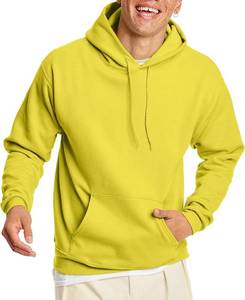 lot 31003 image: Hanes Mens Pullover EcoSmart Hooded Sweatshirt, yellow, Medium