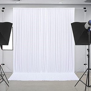lot 31004 image: 10 ft x 10 ft Wrinkle Free White Backdrop Curtain Panels, Polyester Photography Backdrop Drapes, Wedding Party Home Decoration Supplies