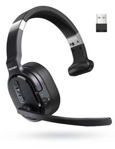 lot 31008 image: TECKNET Trucker Bluetooth Headset, AI Noise Canceling 70h Wireless Headphones Bluetooth with Microphone & Dongle, ENC Bluetooth Headset with Mute for PC Phone Laptop Office Home, All Day Comfort