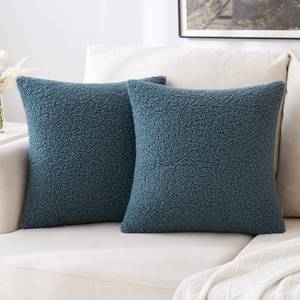 lot 31017 image: MIULEE Pack of 2 Decorative New Luxury Series Style Grayish Blue Faux Fur Throw Pillow Covers Super Soft Wool Pillow Cases Cushion Covers for Sofa Bedroom Living Room 20x20 Inch 50x50 cm