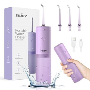 lot 31034 image: Water Flosser Dental Oral Irrigator Teeth Cleaner Portable Travel Rechargeable Cordless,IPX7 Electric Plaque Remover 3 Modes 3 Jet Tips 140ml