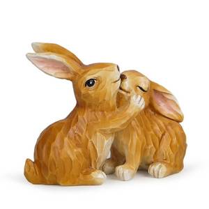 lot 31035 image: Hodao Easter Couple Bunny Decorations Spring Indoor Home Decor Electroplated European Mini Bunny Figurines Couple Gifts (Couple Bunny Brown)