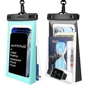 lot 31038 image: Aittitue Large Floating Waterproof Phone Pouch  2 Pack Float Clear Cell Holder Protector with Lanyard - Universal Floatable Water Proof Dry Bag Case for iPhone Samsung Galaxy for Beach Swimming Pool