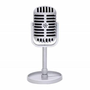 lot 31045 image: JANOU Retro Microphone Props Model Vintage Plastic Microphone Stage Table Decoration for Kids Party Favors (Silver)