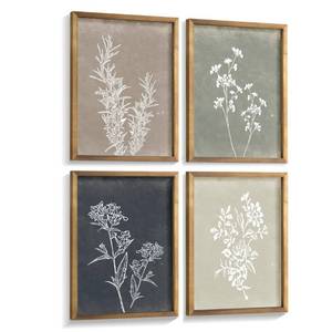 lot 31055 image: Framed Boho Wall Art Set of 4 for Wooded Minimalist Botanical Print Wall Art for Rustic Vintage Farmhouse Home Kitchen Wall Decor (Brown, 12x16)