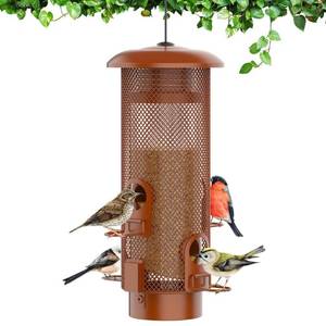 lot 31057 image: Metal Squirrel Proof Bird Feeder,Bird Feeders for Outdoors,Weight Activated Squirrel Proof Wild Bird Feeders with Finch Cardinal Chickadee,Large Capacity,Weatherproof and Durable,Reddish Brown