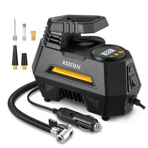 lot 31070 image: AstroAI Tire Inflator Portable Air Compressor Tire Air Pump for Car Tires - Car Accessories, 12V DC Auto Pump with Digital Pressure Gauge, Emergency LED Light for Bicycle, Balloons, Yellow