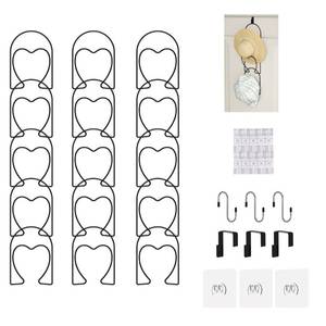 lot 31096 image: LINFIDITE 15 PCS Hat Rack Baseball Cap Display Storage Rack Over Door Wall Mounted Hanging for Scarves Handbags Towels Clothes Tie Black