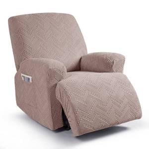 lot 31099 image: Ruaozz Stretch Recliner Chair Cover 3-Pieces Recliner Covers for Recliner Chair with Pockets Soft Jacquard Reclining Chair Cover Sofa Slipcovers with Elastic Straps Bottom (1 Seater, Khaki)