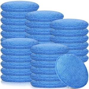 lot 31100 image: Tanlade Car Detailing Microfiber Applicator Pad Wax Applicator Wash Microfiber Pads, Blue, 5 Inch Diameter (50 Pcs)