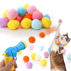 lot 31113 image: AIERSA Cat Toy Ball Launcher Gun,Cat Fetch Toy Gun Shooter, Plush Ball Shooting Gun with 20Pcs Pom Pom Balls, Toys Interactive for Indoor Cats