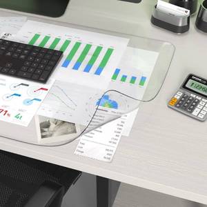 lot 31116 image: Clear Writing Desk Pad, 14x30 Heat Resistant Waterproof PVC Round Edge Durable Desk Protect Mat, Anti-Static Writing Mat Table Protector