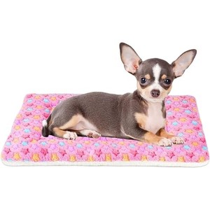 lot 31129 image: Mora Pets Dog Bed Crate Pad Ultra Soft Pet Bed with Cute Star Print Washable Crate Mat for Large Medium Small Dogs Reversible Fleece Dog Crate Kennel Mat Cat Bed Liner 21 x 12 inch Pink