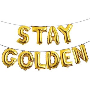 lot 31131 image: Stay Golden Birthday Party Decoration Happy Birthday Banner Golden Birthday Stay Golden Balloons for Boy Girl Adults Multicolor Hanging Decor (STAY GOLDEN Gold)