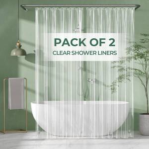 lot 31135 image: AmazerBath Shower Curtain Liner 2 Pack, 72 x 84 Inches PEVA Plastic Shower Liner with 3 Weighted Stones and 12 Rustproof Metal Grommet, Lightweight Waterproof Shower Curtain - Clear