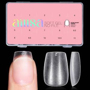 lot 31142 image: AILLSA Extra Short Coffin Nail Tips 450PCS Full Cover Soft Gel Clear Nail Tips Double-sided Matte Pre-Shaped Press on False Nail Tips for Nail Extension Fake Nails Manicure 15 Sizes