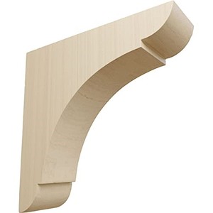 lot 31147 image: Ekena Millwork BKTW01X06X06OLRW Small Olympic Wood Wood Brackets, 1.75 W x 6 D x 6 H, Rubberwood