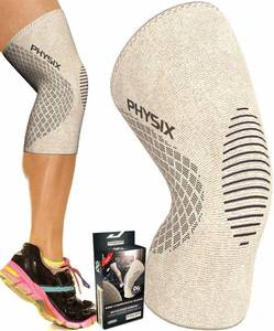lot 31148 image: PHYSIX GEAR Knee Support Brace - Premium Recovery & Compression Sleeve for Meniscus Tear, ACL, MCL Running & Arthritis - Best Neoprene Stabilizer Wrap for Crossfit, Squats & Workouts (Single Beige S)