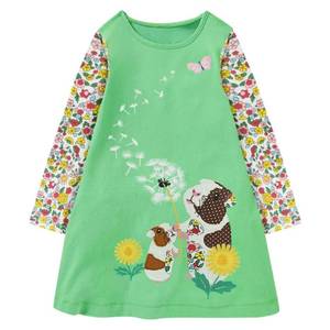lot 31154 image: Joketiger Toddler Girls Long Sleeve Dress Applique Cotton Casual Playwear Party Guinea Pig Tunic Dress