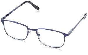 lot 31161 image: Foster Grant Mens Braydon Multifocus Rectangular Reading Glasses, Matte Navy BlueTransparent, 54 mm  2.75