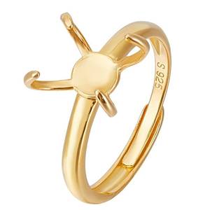 lot 31193 image: BENECREAT 925 Sterling Silver 4 Claws Ring Blanks, 18K Gold Plated Adjustable Ring Bases, 19.4mm Finger Ring Base, Claw Ring Components for Irregular Cabochon Ring Jewelry Making