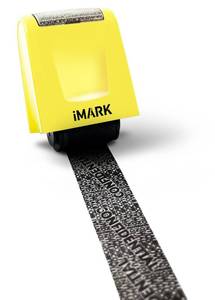 lot 31194 image: iMark Identity Theft Protection Roller Stamp, Privacy Confidential and Address Blocker, Self-Inking ID Theft Prevention Security Stamp (Yellow)