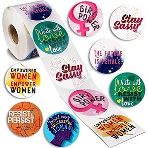 lot 31196 image: Women Empowerment Stickers, Feminist Girl Power Quotes, 8 Designs (2 In, 500 Pieces)