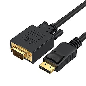 lot 31204 image: CableCreation Displayport to VGA Cable 6FT, Displayport to VGA Adapter Gold Plated 1080P60Hz, Standard DP Male to VGA Male Cable, Compatible with Laptop, PC, TV, Projector, Black