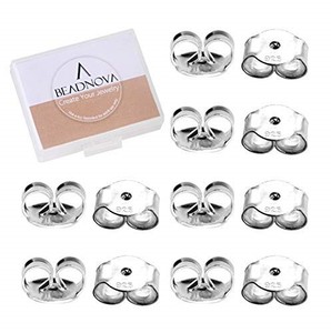 lot 31207 image: BEADNOVA 925 Sterling Silver Earring Backs Butterfly Earring Backing for Studs Locking Earring Backs Hypoallergenic Earring Backings Replacement Secure Earring Backs for Posts (12 pcs)