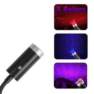 lot 31253 image: USB Star Projector Night Light, 3 Colors, 9 Lighting Modes Include Music Control and Auto Roating, Aevdor Adjustable Romantic Car Roof Interior Lights Decor for Car Bedroom Party Ceiling (Red&Blue)
