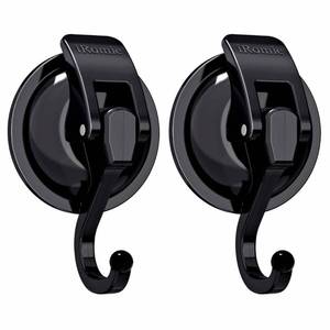 lot 31254 image: iRomic Heavy Duty Vacuum Suction Cup Hooks (2Pack) for Shower,Glass Window,Kitchen&Bathroom&Restroom Organization,Black.