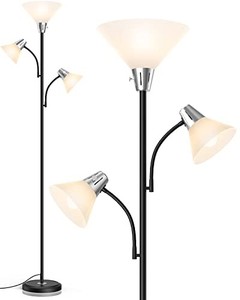 lot 31368 image: LEPOWER Floor Lamp, Standing Lamp with Replaceable 3000K Energy-Saving LED Bulbs,9W Lamp for Living Room with 5W Adjustable Reading Lights, Modern Bright Floor Lamp for Bedroom, Living Room, Office