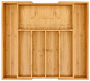 lot 31369 image: VaeFae Bamboo Drawer Organizer, Expandable Silverware Drawer Organizer and Cutlery Tray, Wooden Drawer Dividers Organizer for Kitchen Utensils and Flatware (5-7 Slots)