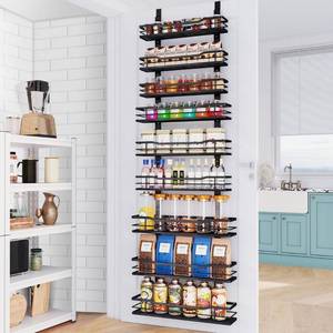 lot 31371 image: Eastherry Over The Door Pantry Organizer 9-Tier Over The Door Organizer with Adjustable Basket��Metal Hanging Pantry Organizers and Storage for Kitchen, Back of Door Seasoning Rack (Black)