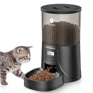 lot 31373 image: PETULTRA Automatic Cat Feeders, Timed Dog Feeder 4L Programmable Control 1-6 Meals Pet Dry Food Dispenser with Desiccant Bag for Cats and Small Medium Dogs, Dual Power Supply, 10s Voice Recorder