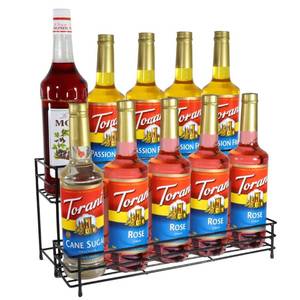 lot 31374 image: Coffee Syrup Organizer Rack, 2 Tier Coffee Syrup Stand Holder for Coffee Bar, 10 Bottles Wine Bottle Holder, Coffee Station Organizer Storage Shelf for Cocktail, Dressing, Coffee Bar Accessories
