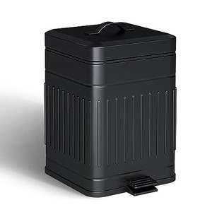 lot 31377 image: CEROELDA Small Trash Can with Lid-5L1.3 Gal,Stainless Steel Outdoor Dog Poop Garbage Can-Farmhouse Retro Metal Waste Bin wStep Pedal for Bathroom Bedroom Office-Soft Close-Black