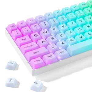 lot 31390 image: Womier Clear Keycaps, White Custom Keycaps 75 Percent, Cherry Profile Keyboard Keycap 140 Keys, White Fog Translucent Keycaps Set for Cherry Gateron MX Mechanical Keyboard